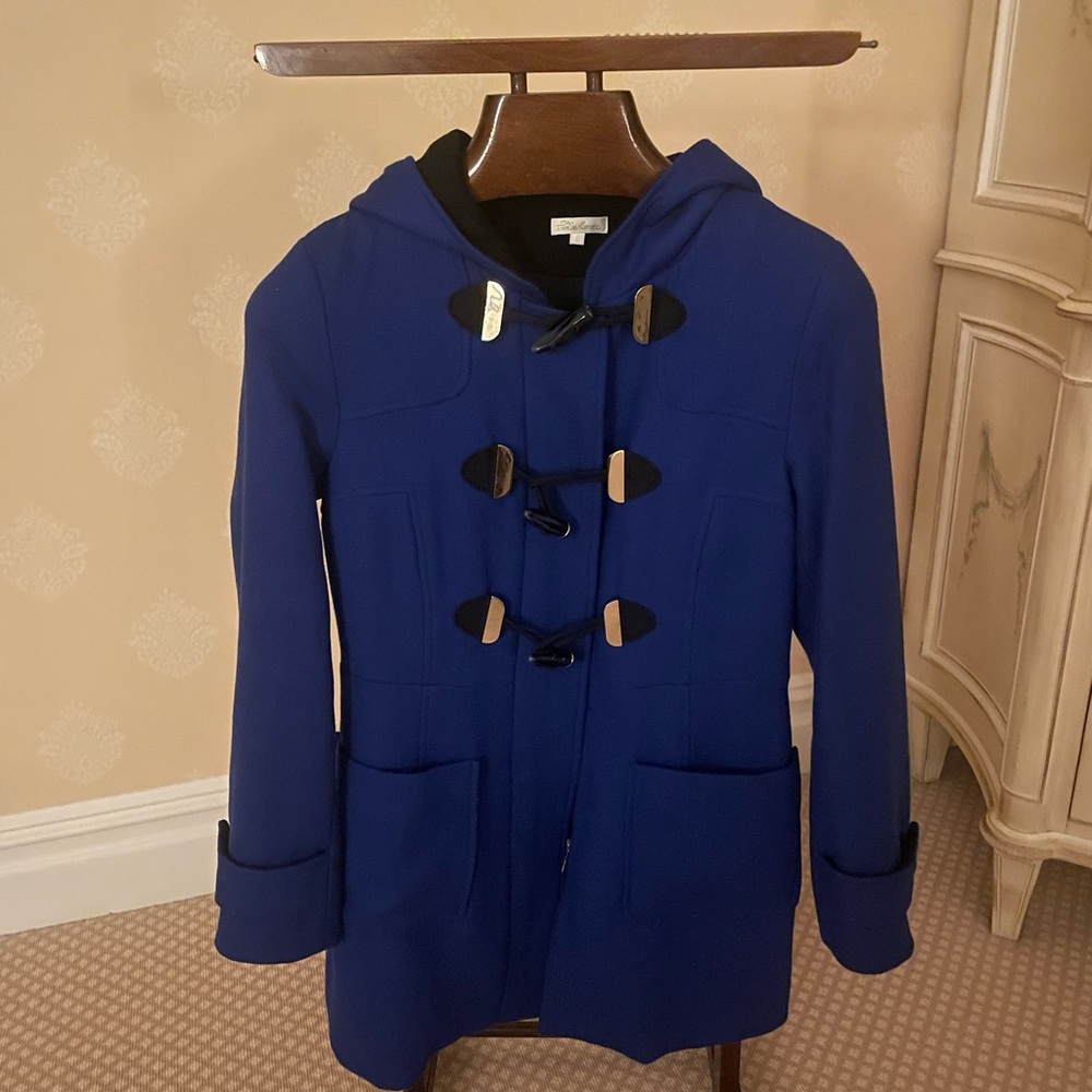 Shoshanna Blue Toggle Coat with Hood